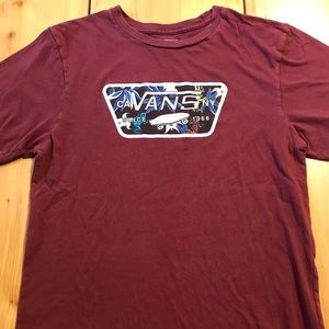 Van’s burgundy floral t-shirt